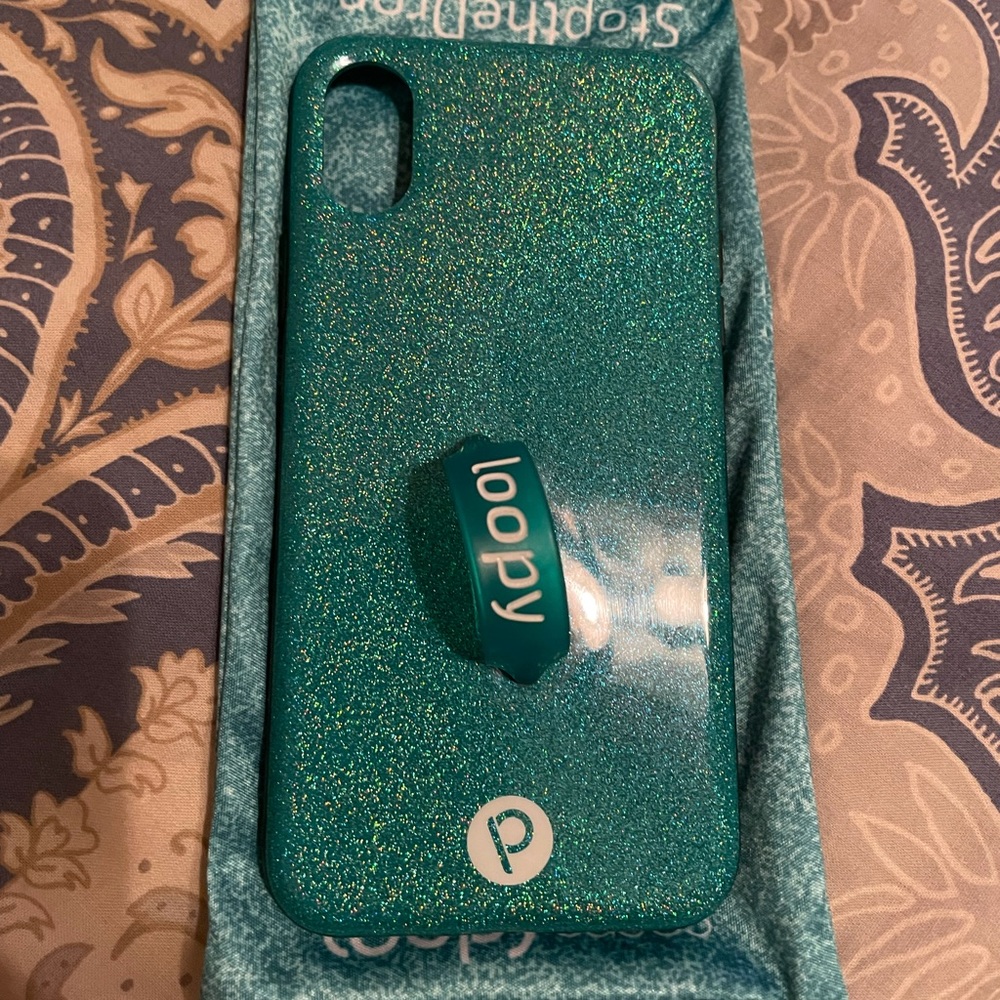 Sparkle Turquoise Loopy Case for iPhone X/XS